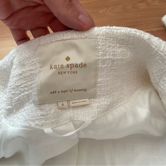 Kate Spade $548 White New York Dorothy Bow Front Tweed Coat Size 6 Small - Picture 13 of 16